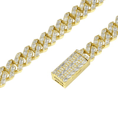 Emerald Cut Prong Cuban Link Chain - 10mm