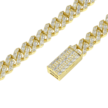 Custom Emerald Cut Prong Cuban Link Name Necklace Chain  - 10mm