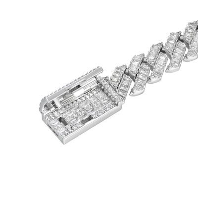 Emerald Cut Prong Cuban Link Chain  - 12mm