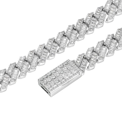 Custom Emerald Cut Prong Cuban Link Name Necklace Chain  - 12mm