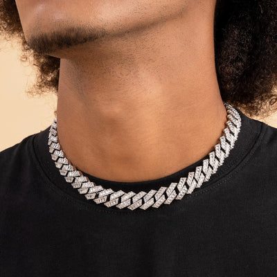 Custom Emerald Cut Prong Cuban Link Name Necklace Chain  - 12mm