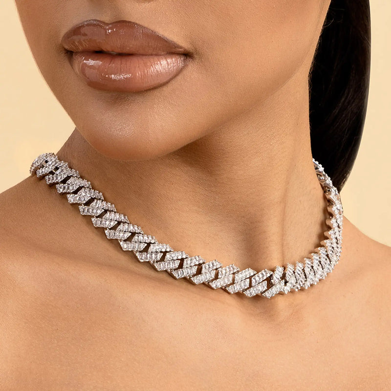 12mm Moissanite Diamond Prong Choker Chain- Fine Jewelry - APORRO