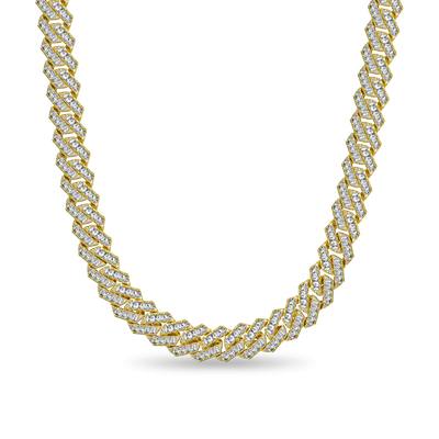 Emerald Cut Prong Cuban Link Chain  - 12mm
