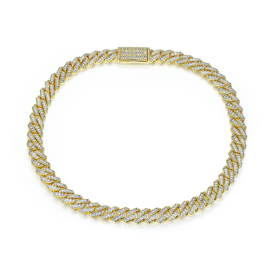 Emerald Cut Prong Cuban Link Chain  - 12mm