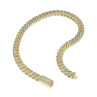 Emerald Cut Prong Cuban Link Chain  - 12mm