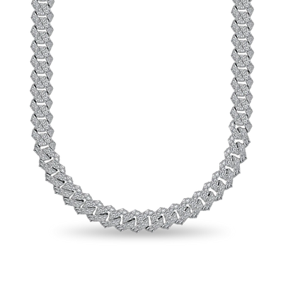 Custom Emerald Cut Prong Cuban Link Name Necklace Chain  - 15mm