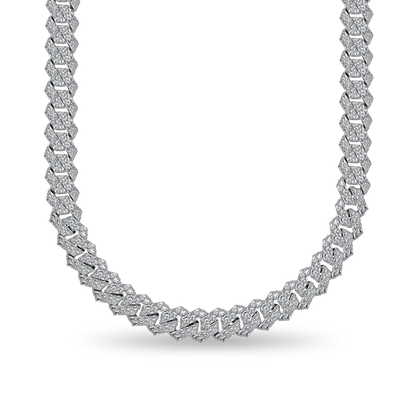 Custom Emerald Cut Prong Cuban Link Name Necklace Chain  - 15mm