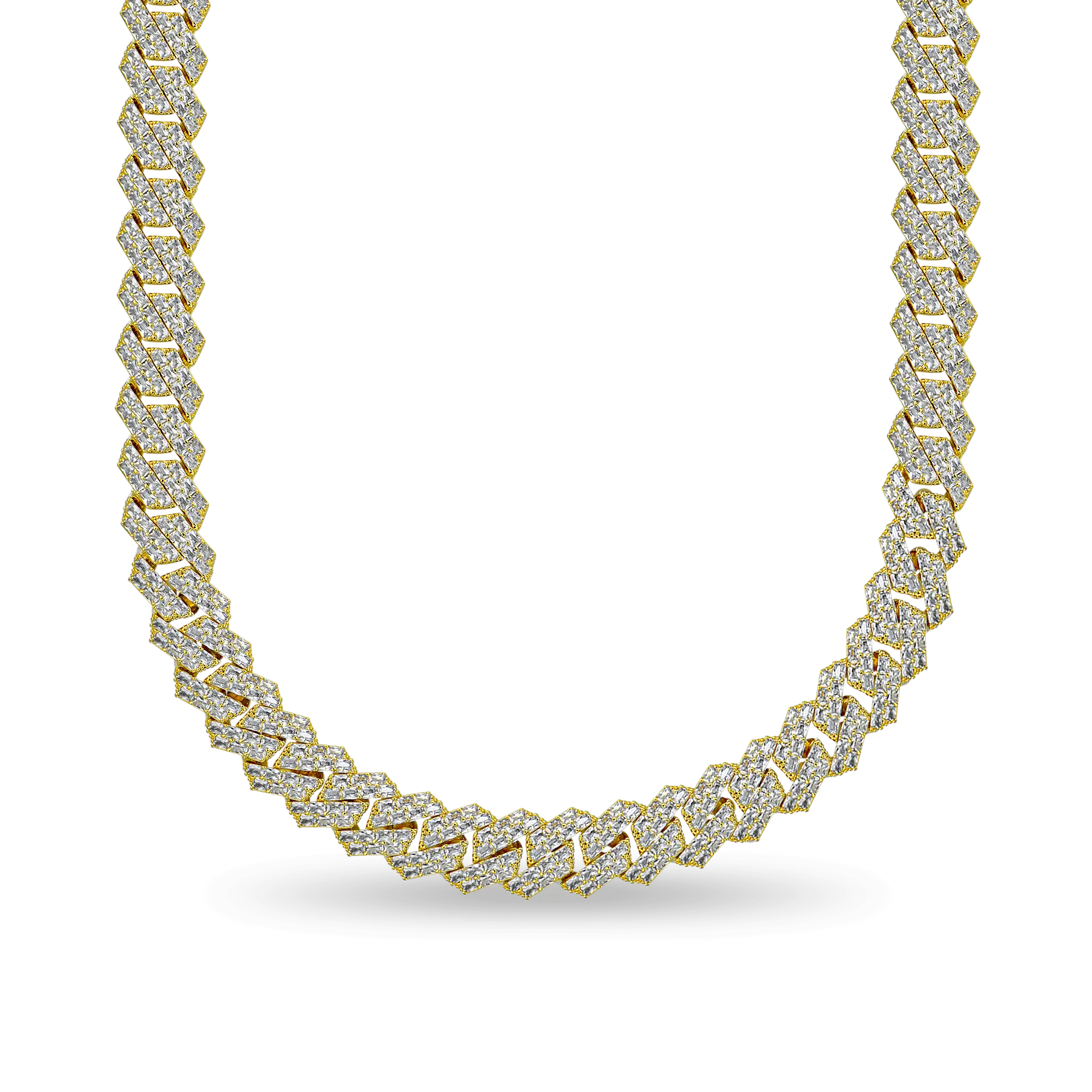 Custom Emerald Cut Prong Cuban Link Name Necklace Chain  - 15mm