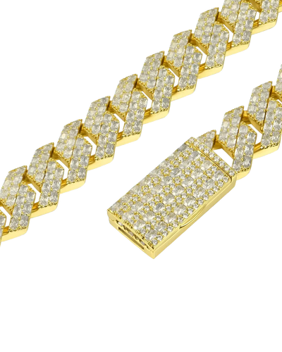 Emerald Cut Prong Cuban Link Chain - 15mm
