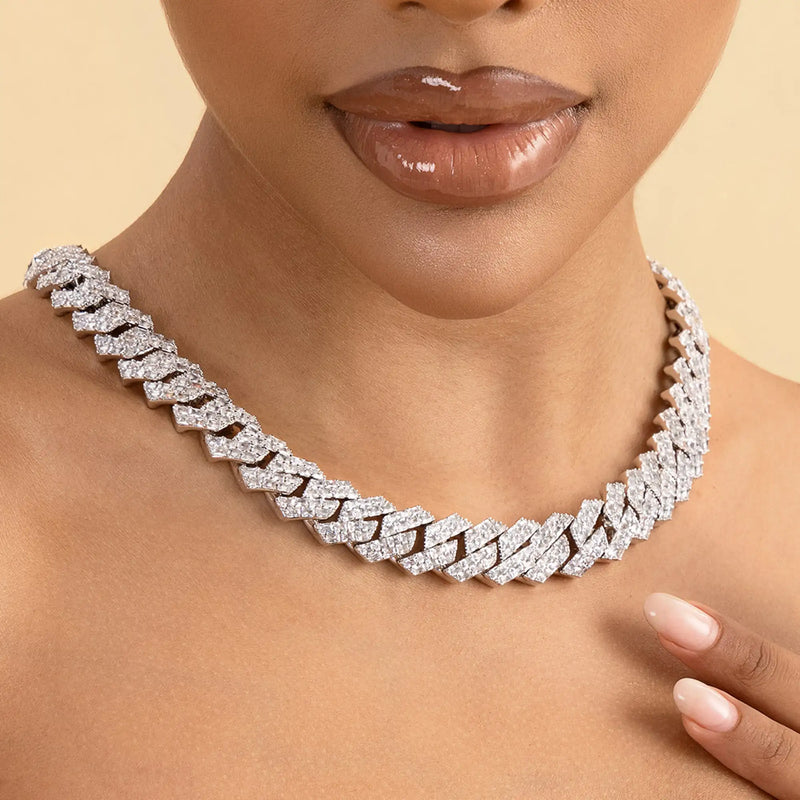 12mm Moissanite Diamond Prong Choker Chain- Fine Jewelry - APORRO