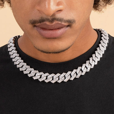 Custom Emerald Cut Prong Cuban Link Name Necklace Chain  - 15mm