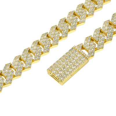 Emerald Cut Prong Cuban Link Chain - 15mm