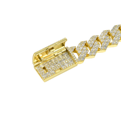 Custom Emerald Cut Prong Cuban Link Name Necklace Chain  - 15mm