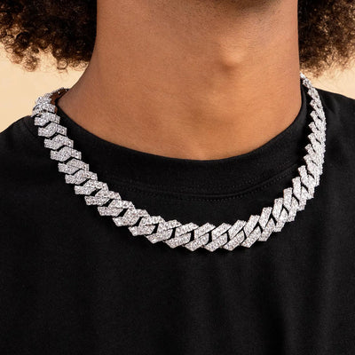 Custom Emerald Cut Prong Cuban Link Name Necklace Chain  - 19mm