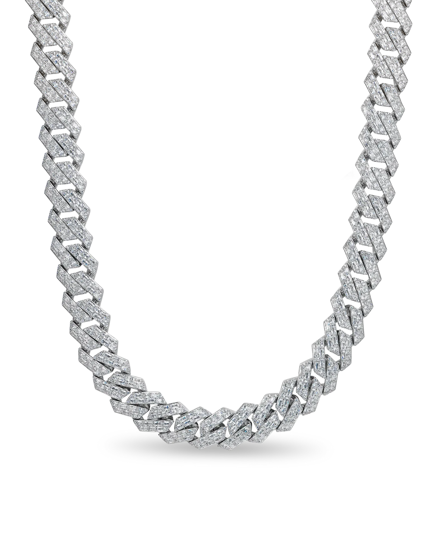 Custom Emerald Cut Prong Cuban Link Name Necklace Chain  - 19mm