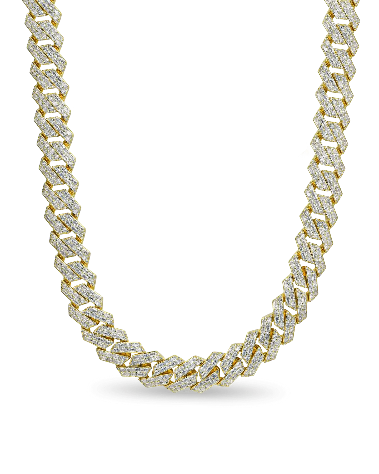 Emerald Cut Prong Cuban Link Chain - 19mm