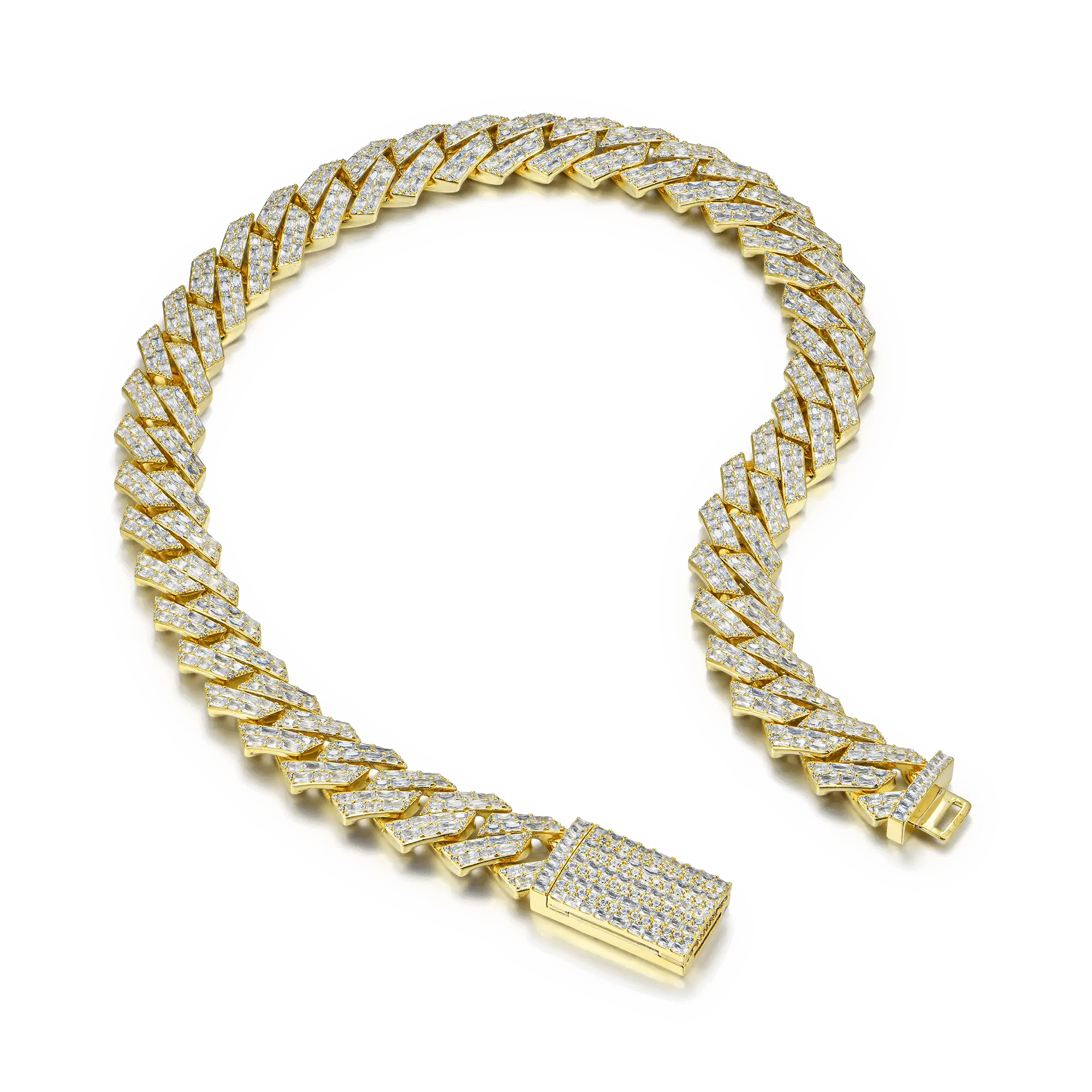 Custom Emerald Cut Prong Cuban Link Name Necklace Chain  - 19mm