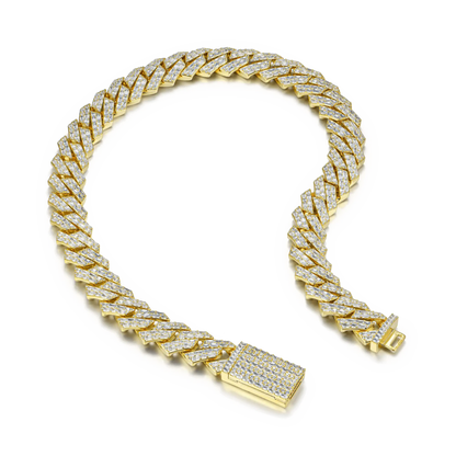 Custom Emerald Cut Prong Cuban Link Name Necklace Chain  - 19mm