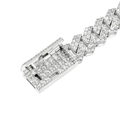 Custom Emerald Cut Prong Cuban Link Name Necklace Chain  - 15mm