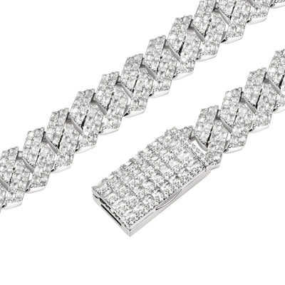 Custom Emerald Cut Prong Cuban Link Name Necklace Chain  - 15mm