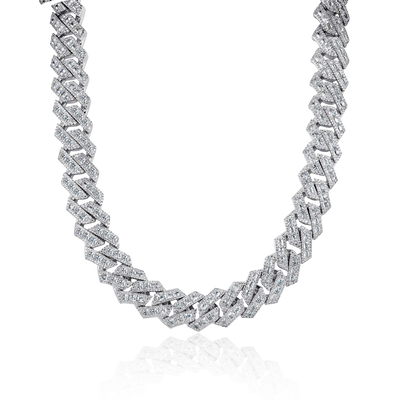 Halo Emerald Cut Prong Cuban Link Chain