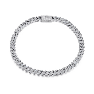 Halo Emerald Cut Prong Cuban Link Chain