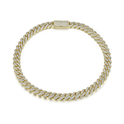 Halo Emerald Cut Prong Cuban Link Chain