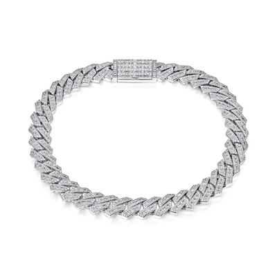Halo Emerald Cut Prong Cuban Link Chain
