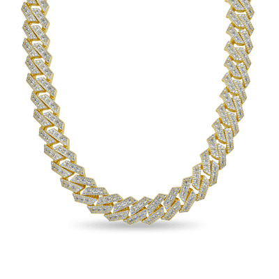 Halo Emerald Cut Prong Cuban Link Chain