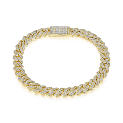 Halo Emerald Cut Prong Cuban Link Chain