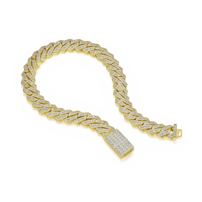Halo Emerald Cut Prong Cuban Link Chain
