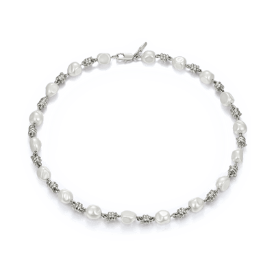 18" Barbed Wire Pearl Mix Chain