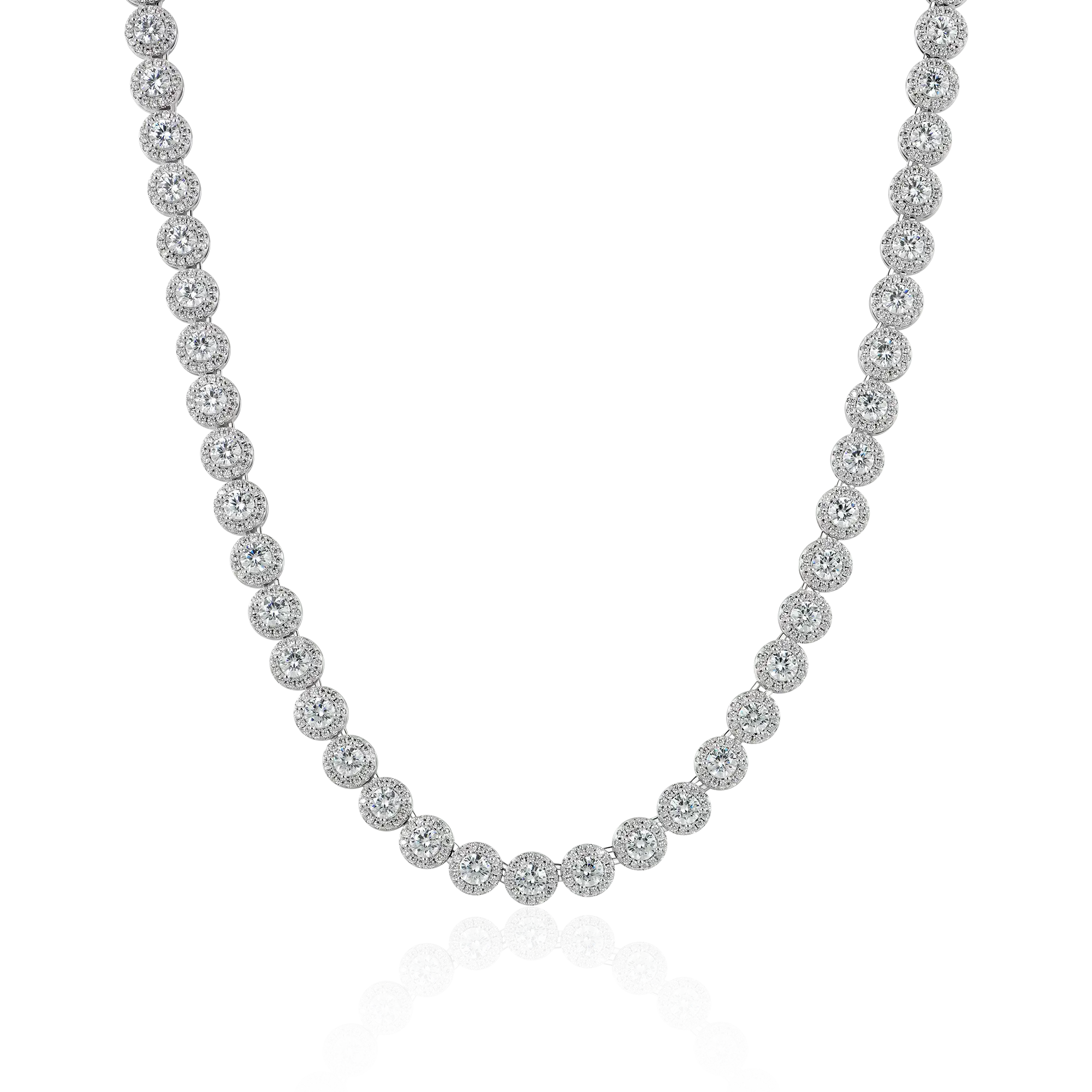Moissanite Round Cut Clustered Tennis Chain - 7mm