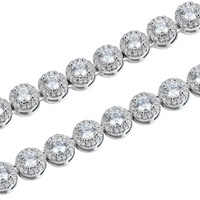 Moissanite Round Cut Clustered Tennis Chain - 7mm