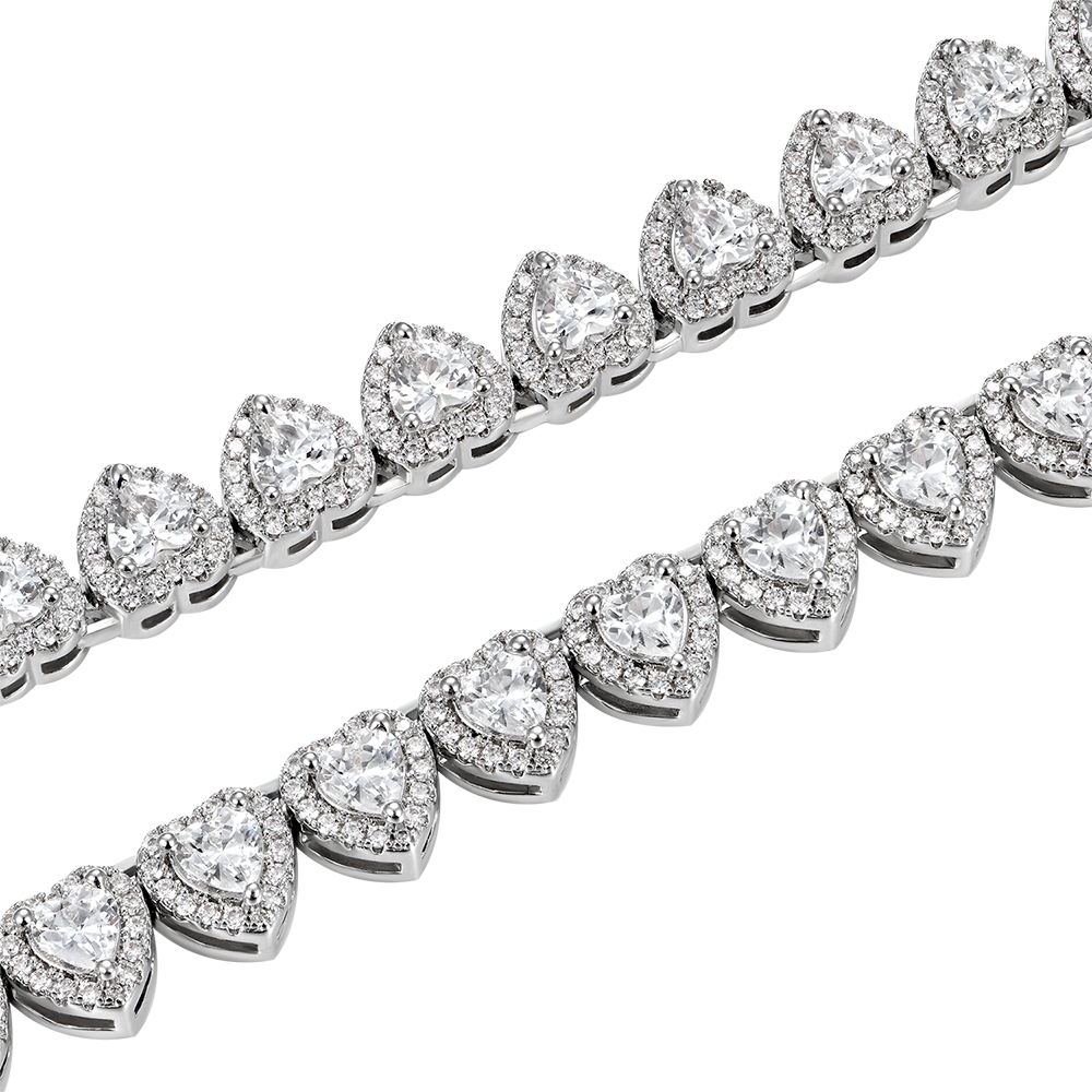 Women's Heart Shaped Cut Clustered Tennis Chain - 7mm