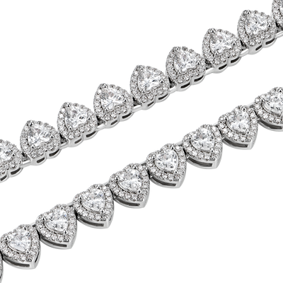 Moissanite Heart Shaped Cut Clustered Tennis Chain - 7mm
