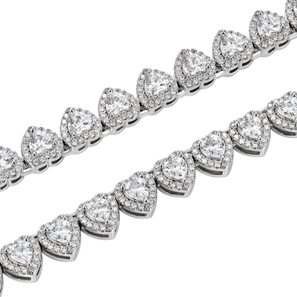 Women's Heart Shaped Cut Clustered Tennis Chain - 7mm