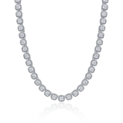 Moissanite Cushion-Cut Clustered Tennis Chain - 7mm