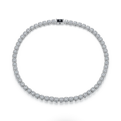 Moissanite Cushion-Cut Clustered Tennis Chain - 7mm