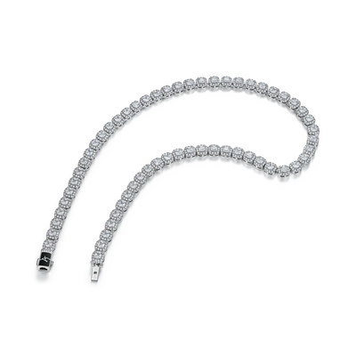 Moissanite Cushion-Cut Clustered Tennis Chain - 7mm