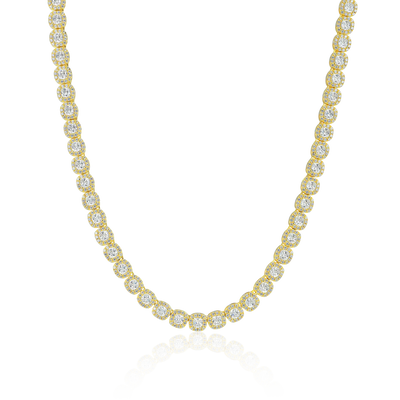 Moissanite Cushion-Cut Clustered Tennis Chain - 7mm