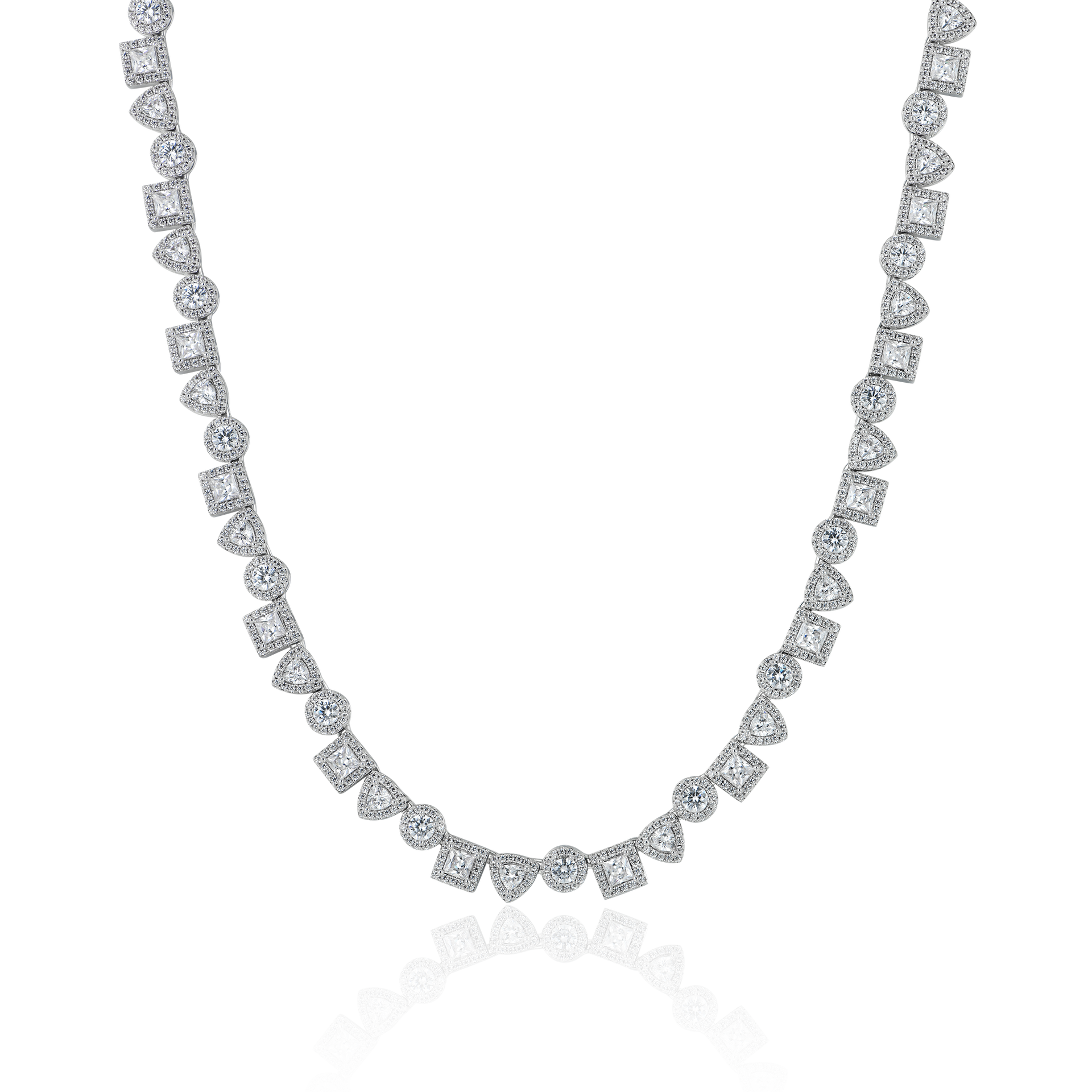 7mm Diamond Gold Princess Cut Mix Clustered Tennis Chain - Urban