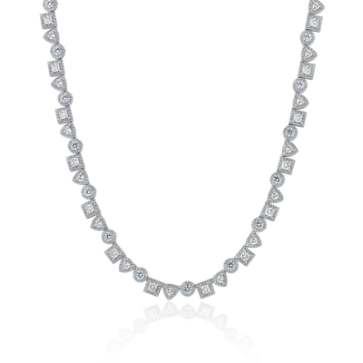 Princess Cut Mix Clustered Tennis Chain - 7mm