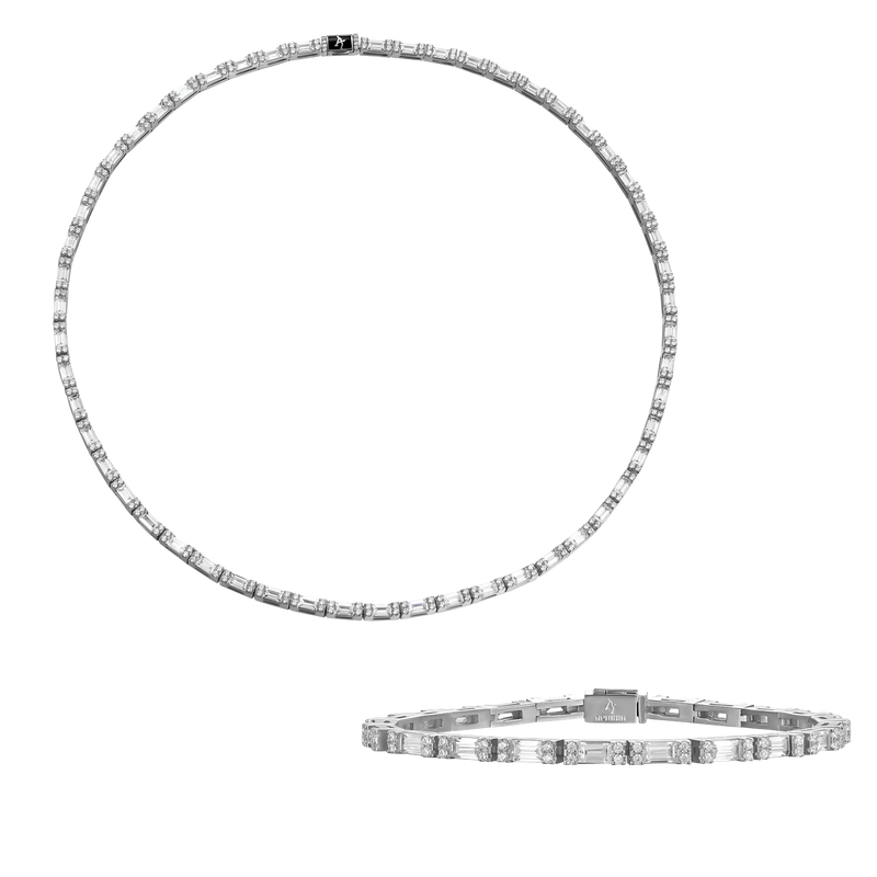3mm Baguette Tennis Chain + Tennis Bracelet Gift Set - APORRO