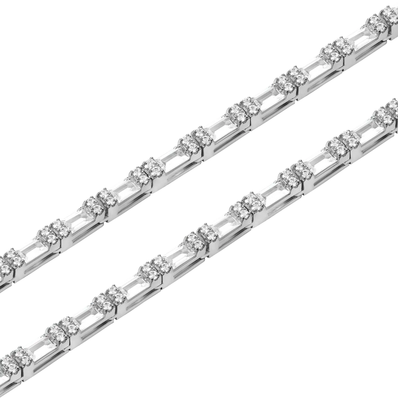 3mm Baguette and Round Cut Tennis Chain + Bracelet - APORRO