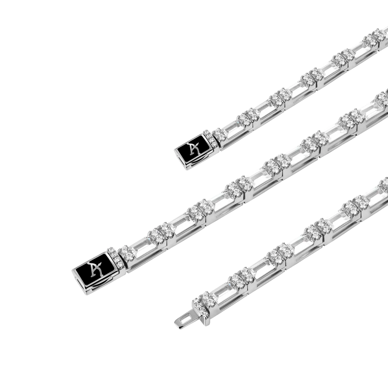 3mm Baguette and Round Cut Tennis Chain + Bracelet - APORRO
