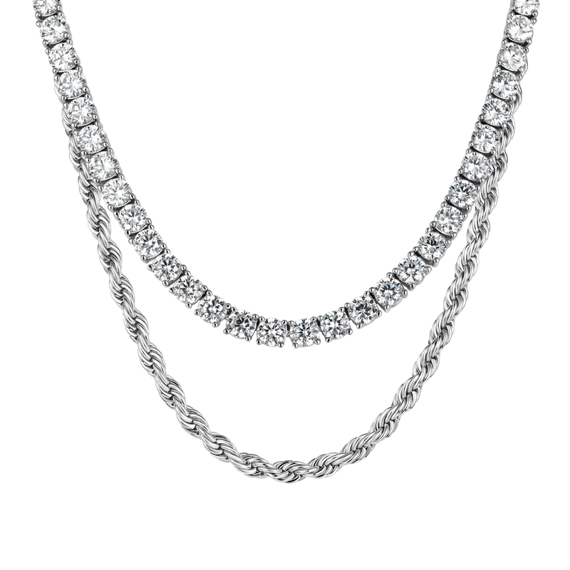 3.5mm Rope Chain + 5mm Iced Tennis Chain Bundle - APORRO