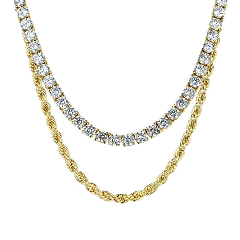 3.5mm Rope Chain + 5mm Iced Tennis Chain Bundle - APORRO