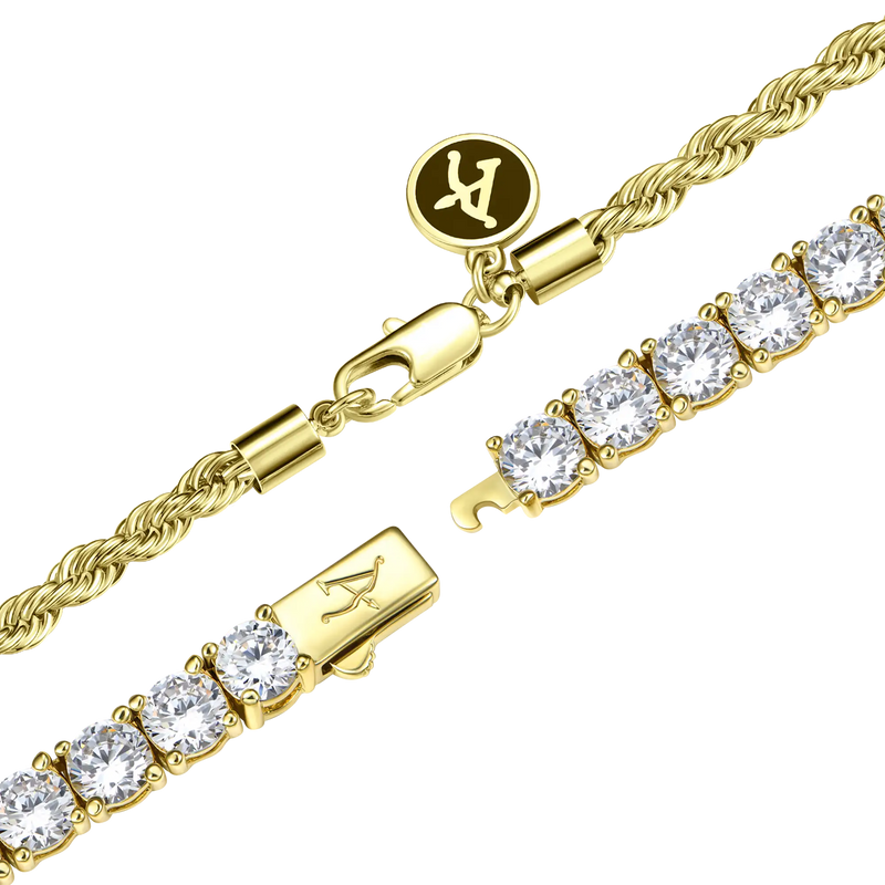 3.5mm Rope Chain + 5mm Iced Tennis Chain Bundle - APORRO