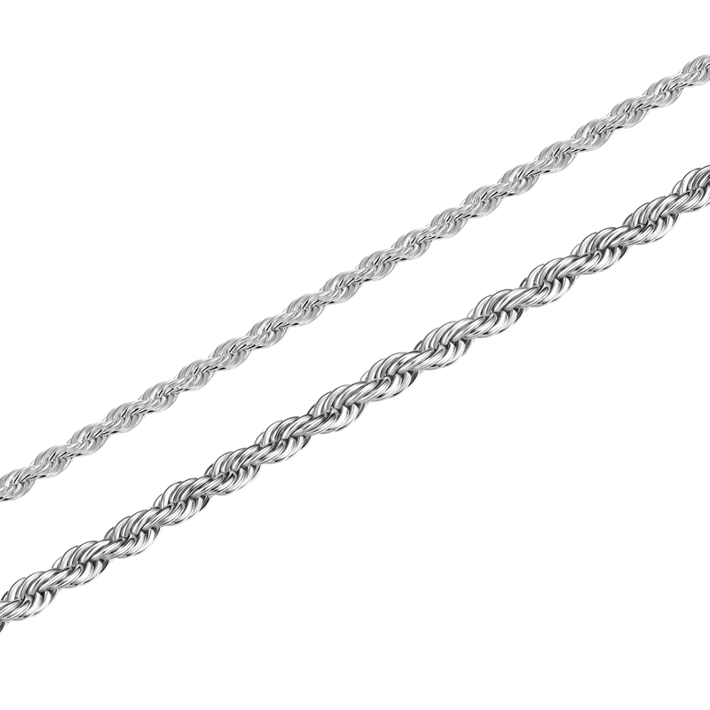 2.5mm Rope Chain + 4.5mm Rope Chain + Cross Pendant Bundle - APORRO